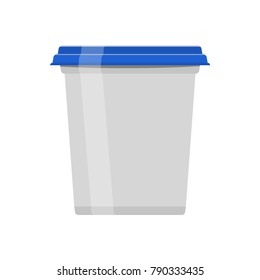 White Plastic Bucket With Pink Lid. Flat and solid color design