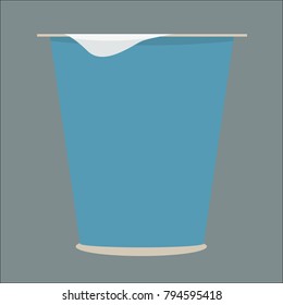 White Plastic Bucket With Pink Lid. Flat and solid color design