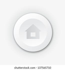 White plastic button with house