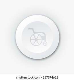 White plastic button with wheelchair