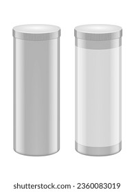 Plantilla De Cañón De Plástico Blanco Para El Retorno De Manchas, El Lavado De Polvo O Medicamentos Médicos. Vector EPS10