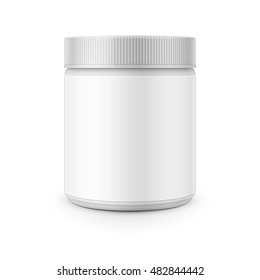 White plastic canister template for stain remover, washing powder, laundry detergent etc. Vector illustration. Packaging collection.