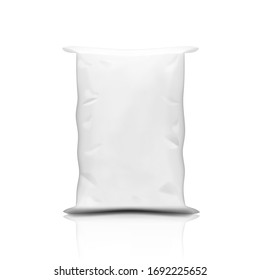 White Plastic Canvas Sand, Flour Or Rice Bag. EPS10 Vector