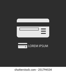 White plastic card as logo with copyspace on dark grey background