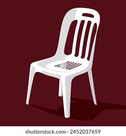 White Plastic Chair Side View vector image isolated, eps