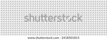 White plastic construction plate with red dice. Gift look. Closeup plastic toy block. Abstract vector background. Seamless modern design