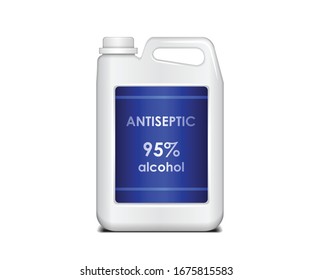 White plastic container. Big canister with antiseptic. For your design