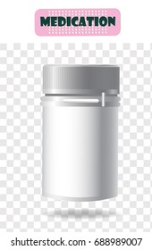 white plastic container for drugs vector illustration on a transparent background
