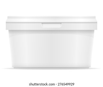 White Plastic Container For Ice Cream Or Dessert Vector Illustration Isolated On Background