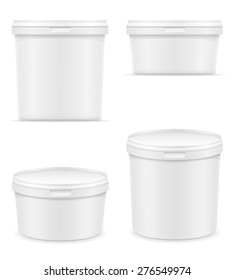 White Plastic Container For Ice Cream Or Dessert Vector Illustration Isolated On Background