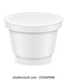 white plastic container of yogurt or ice cream vector illustration isolated on background