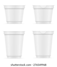 white plastic container of yogurt or ice cream vector illustration isolated on background