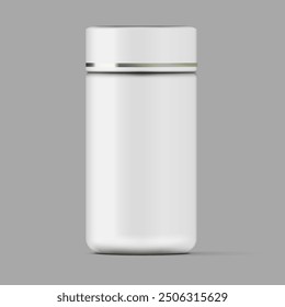 White Plastic Cosmetic Jar For Cream, Butter, Scrub, Gel, Or Powder. EPS10 Vector