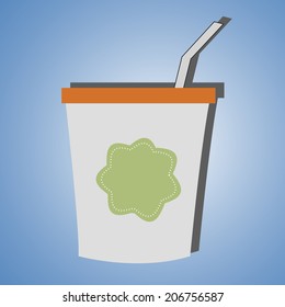 a white plastic cup on a blue background