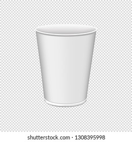 White Plastic Cup For Single Use - Vector Illustration - Isolated On Transparent Background