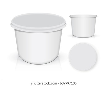 White plastic cup for your design and logo. It's easy to change colors. Mock Up. Vector EPS 10