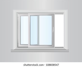 White plastic double door window