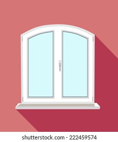 White plastic double door window 