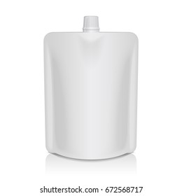 White plastic doy pack with lid. Mock up, template for yogurt or baby nutrition for your design