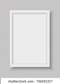 White plastic frame for text or picture is on squared gray background.