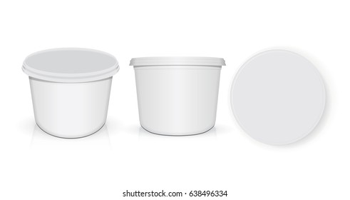 White plastic glass for your design and logo. It's easy to change colors. Mock Up. Vector EPS 10