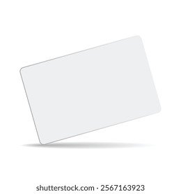 White plastic ID card with rounded corners template mockup. gift card, credit card, guest room. plastic hotel apartment key card design for mockup with shadow