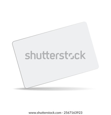 White plastic ID card with rounded corners template mockup. gift card, credit card, guest room. plastic hotel apartment key card design for mockup with shadow