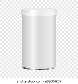 White plastic jar mockup. Realistic illustration of white plastic jar vector mockup for web
