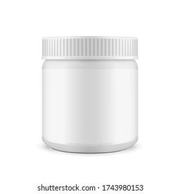 White Plastic Jar For Stain Remover, Washing Powder, Laundry Detergent Or Other Cleaning Product. EPS10 Vector