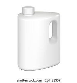 White Plastic Jerrycan Oil, Cleanser, Detergent, Abstergent, Liquid Soap, Milk, Juice. Illustration Isolated On White Background. Mock Up Template Ready For Your Design. Vector EPS10