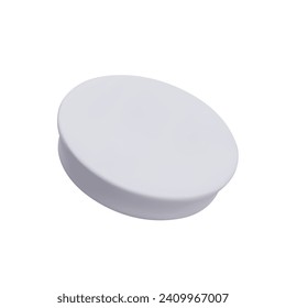 White plastic lid from jar with medicine, cosmetic product. Surface without inscriptions, drawings, vector realistic mockup. Isolated image, template for advertising design