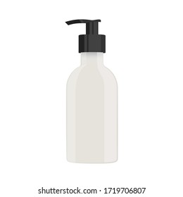 White Plastic Lotion Bottle Container Vector Illustration Background