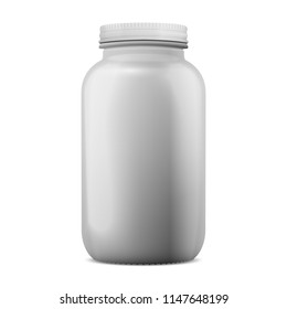 White Plastic Matte Pills Bottle Mockup