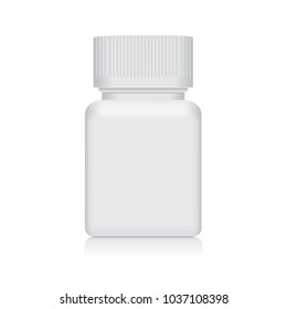 White plastic medical container isolated on a white background