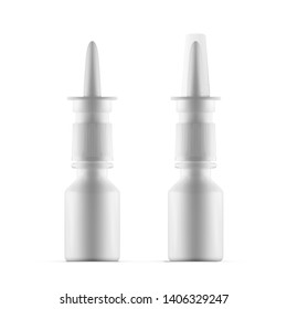 White Plastic Nasal Spray Bottle With Transparent Cap Template. EPS10 Vector