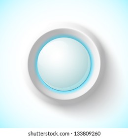 White plastic navigation vector button with blue backlight