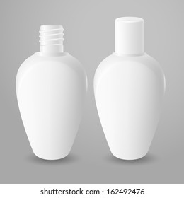 White plastic opened and closed bottles