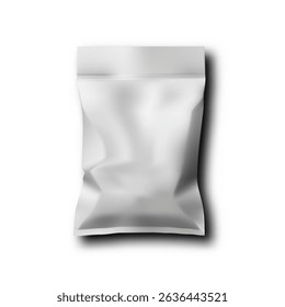 White Plastic Packaging Bag Mockup With Shadow. EPS10 Vector