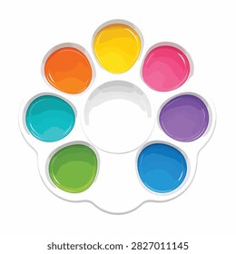 White plastic paint palette featuring six bright watercolor paint compartments