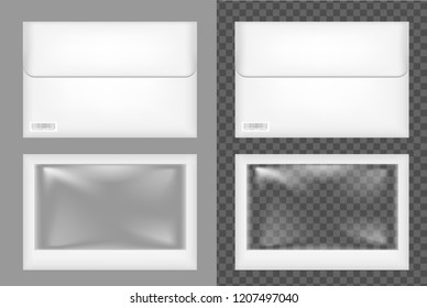 White plastic or paper packaging. Cardboard envelope.