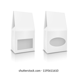White plastic or paper packaging. Sachet for tea, coffee, sweets, cookies and gift.