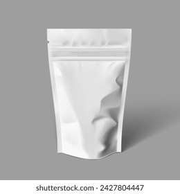 White Plastic Pouch Bag Isolated On White. EPS10 Vector
