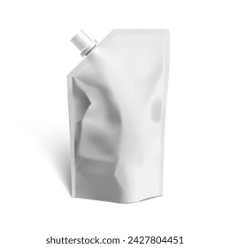 White Plastic Pouch Bag Isolated On White. EPS10 Vector