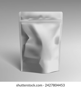 White Plastic Pouch Bag Isolated On White. EPS10 Vector