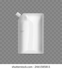 Bolsa De Plástico Blanco Con Una Tapa De Torsión Mockup Aislado Sobre Fondo Transparente, Enfatizando El Diseño De Producto De Limpieza