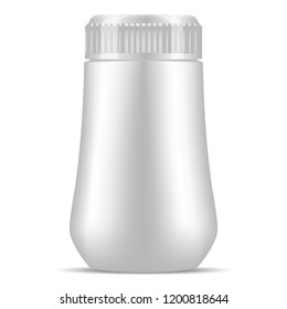 White plastic professional cosmetic bottle mockup. Cosmetics package vector ilustration. High quality design product, isolated on white background.