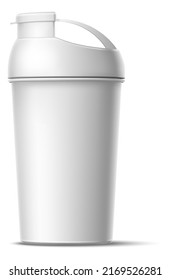 White plastic shaker. Realistic drink container mockup