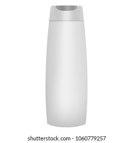 White Plastic shampoo bottle vector illustration mocup. Bath accessories. ready for your design. Can be used for shower gel, lotion.