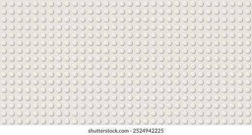 White plastic toy blocks. Modern vector bricks background. Plastic construction plate