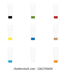 White plastic tube collection for medicine or cosmetics - cream, gel, skin care, toothpaste. 